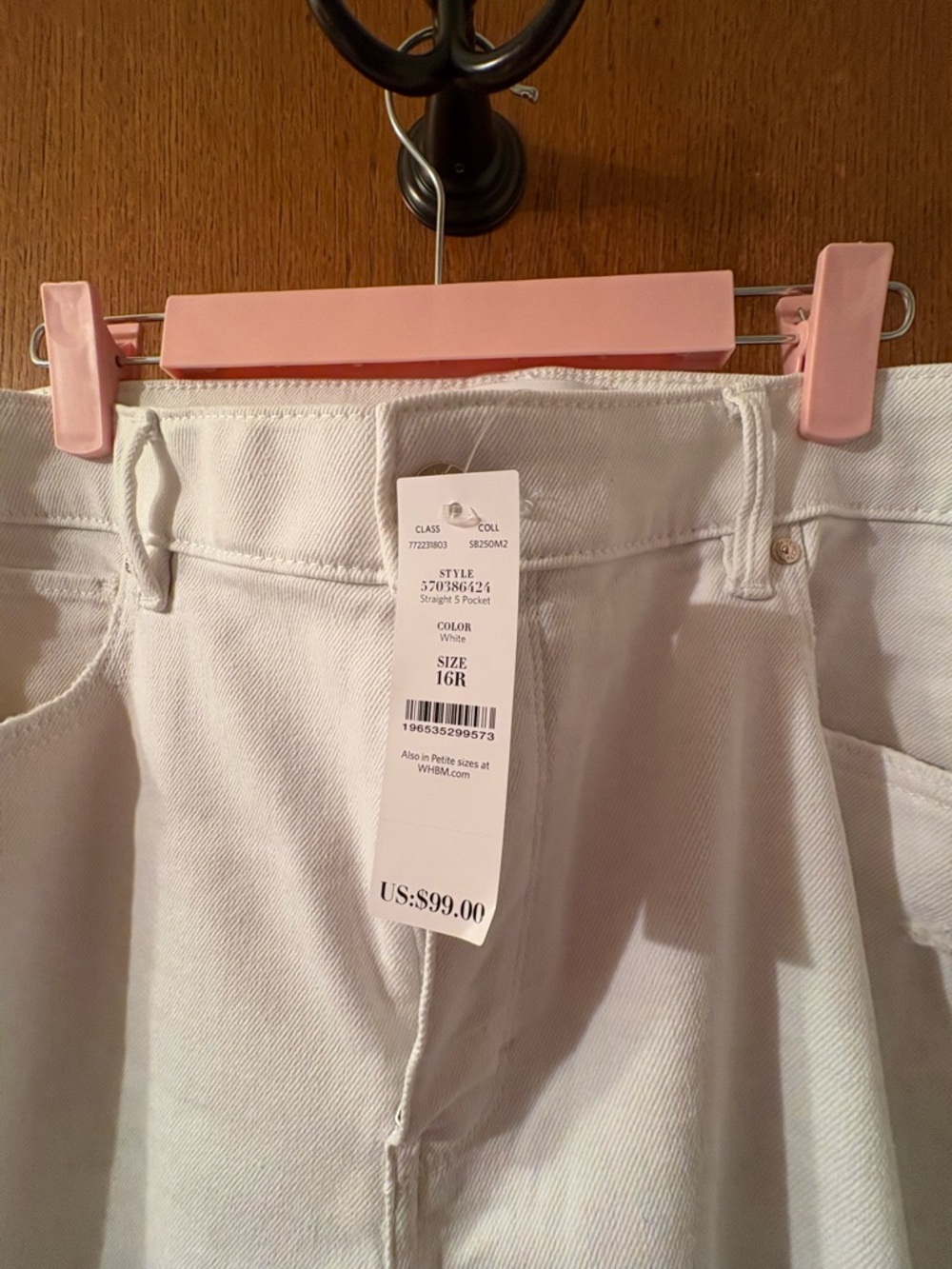 White House Black Market High-Rise Distressed Straight Jean Jeans White NWT 16 R - Picture 3 of 7